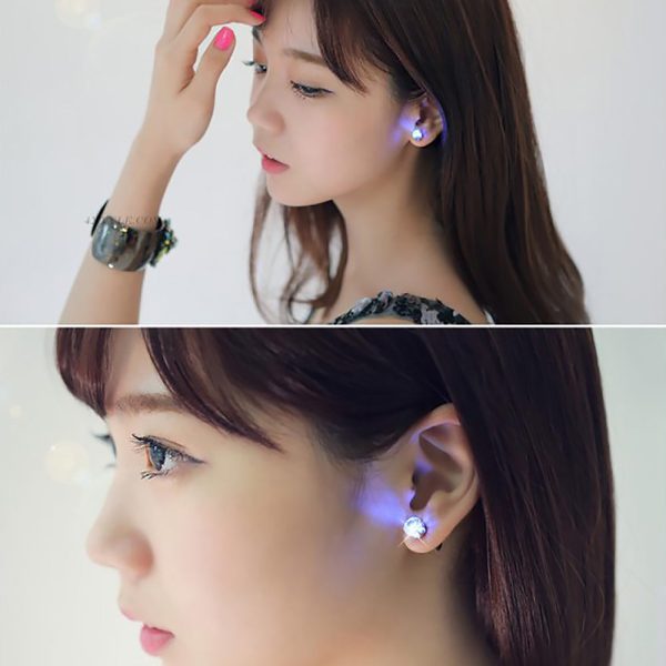 Korean Style LED Colorful Zircon Earrings For Sale - Image 2