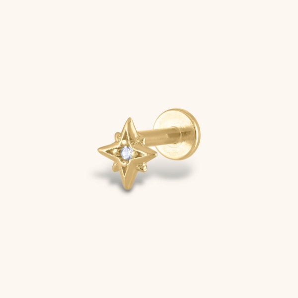 North Star Threaded Flat Back Earring on Sale