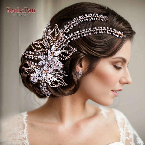 YouLaPan Alloy Flower Bridal Hair Accessories Wedding Hair Clips Rhinestone Side Hairpin Women Crystal Wedding Headdress HP254 Sale - Image 4